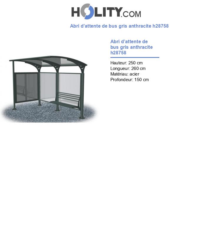 Abri d’attente de bus gris anthracite h28758