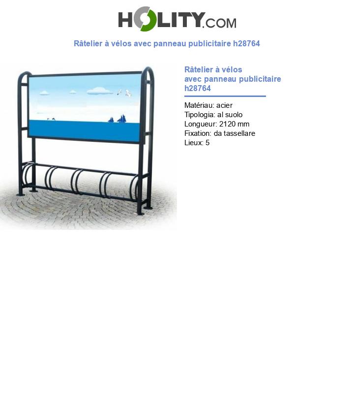 Râtelier à vélos avec panneau publicitaire h28764