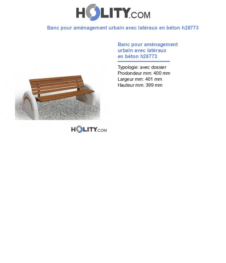 Banc pour aménagement urbain avec latéraux en béton h28773