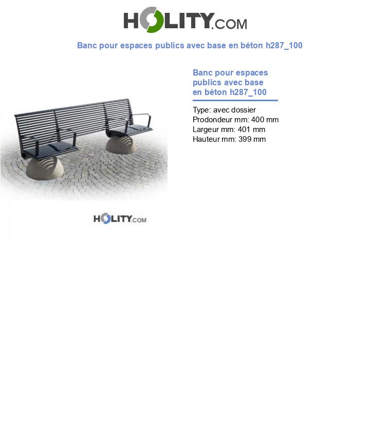 Banc pour espaces publics avec base en béton h287_100