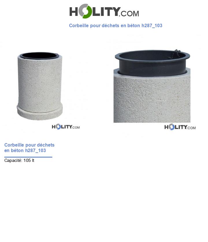 Corbeille pour déchets en béton h287_103