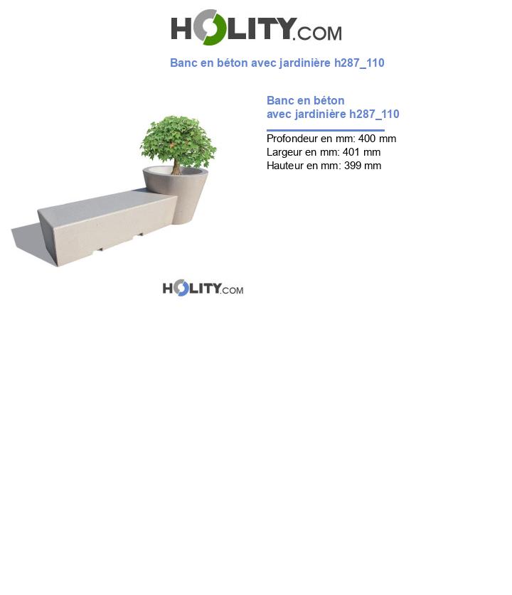 Banc en béton avec jardinière h287_110