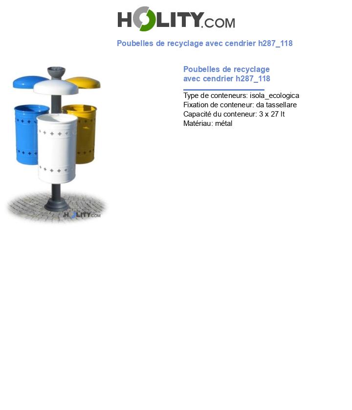 Poubelles de recyclage avec cendrier h287_118