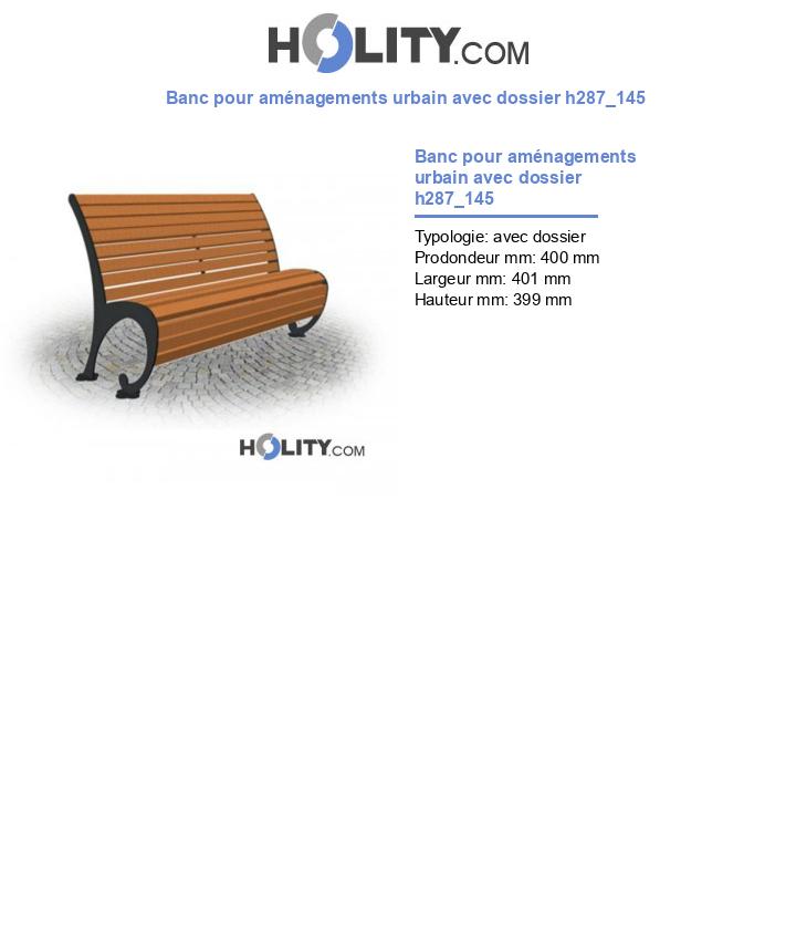 Banc pour aménagements urbain avec dossier h287_145