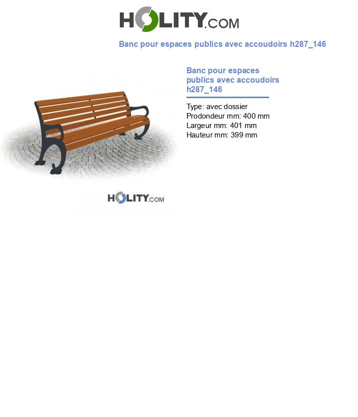 Banc pour espaces publics avec accoudoirs h287_146