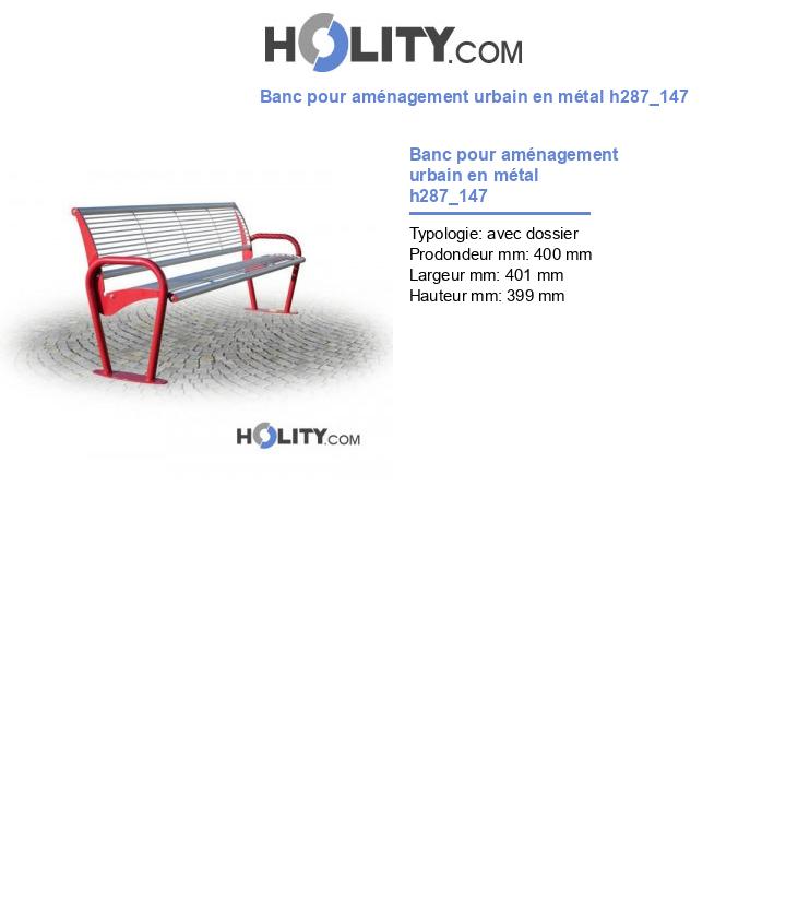 Banc pour aménagement urbain en métal h287_147