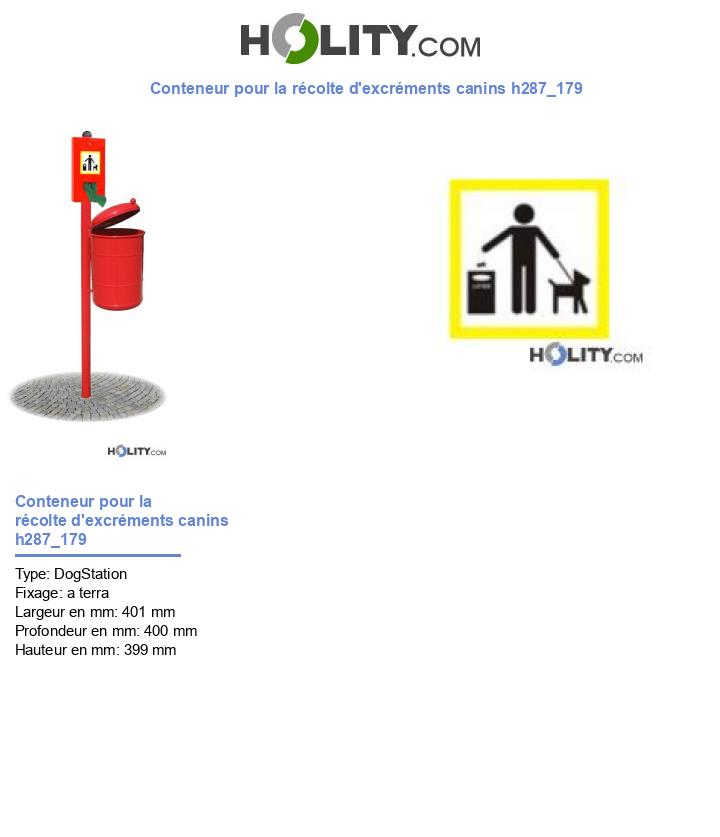 Conteneur pour la récolte d'excréments canins h287_179