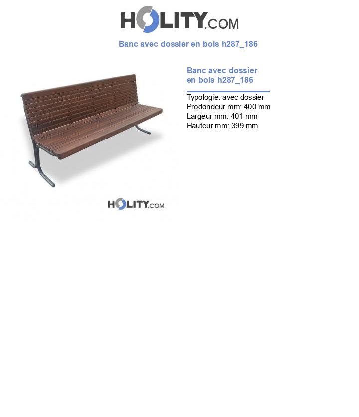 Banc avec dossier en bois h287_186