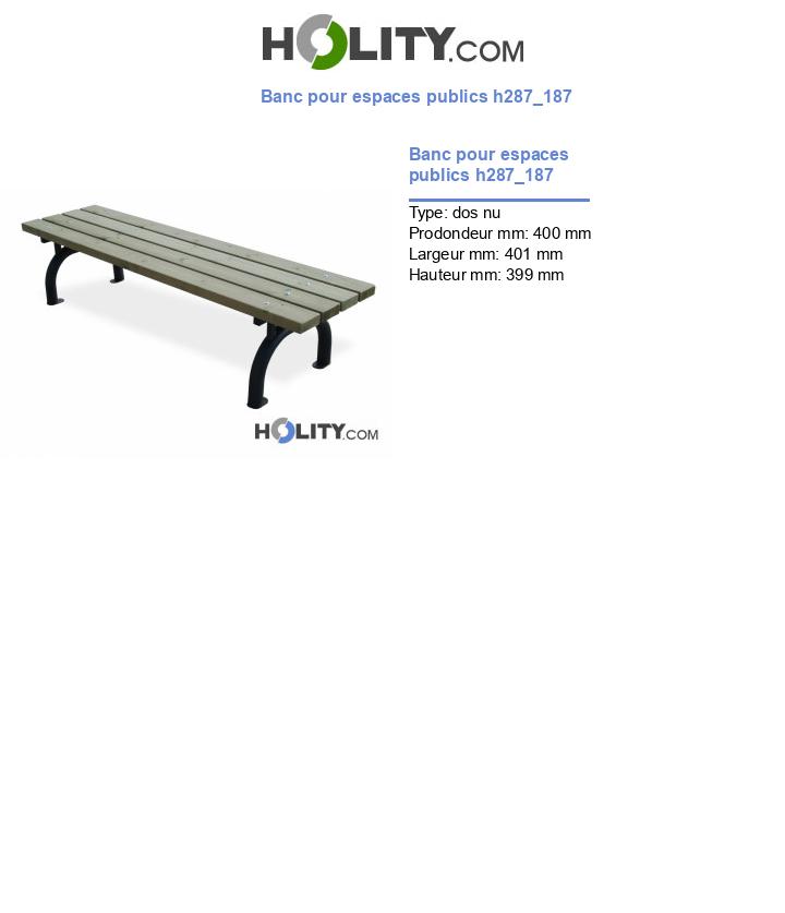 Banc pour espaces publics h287_187