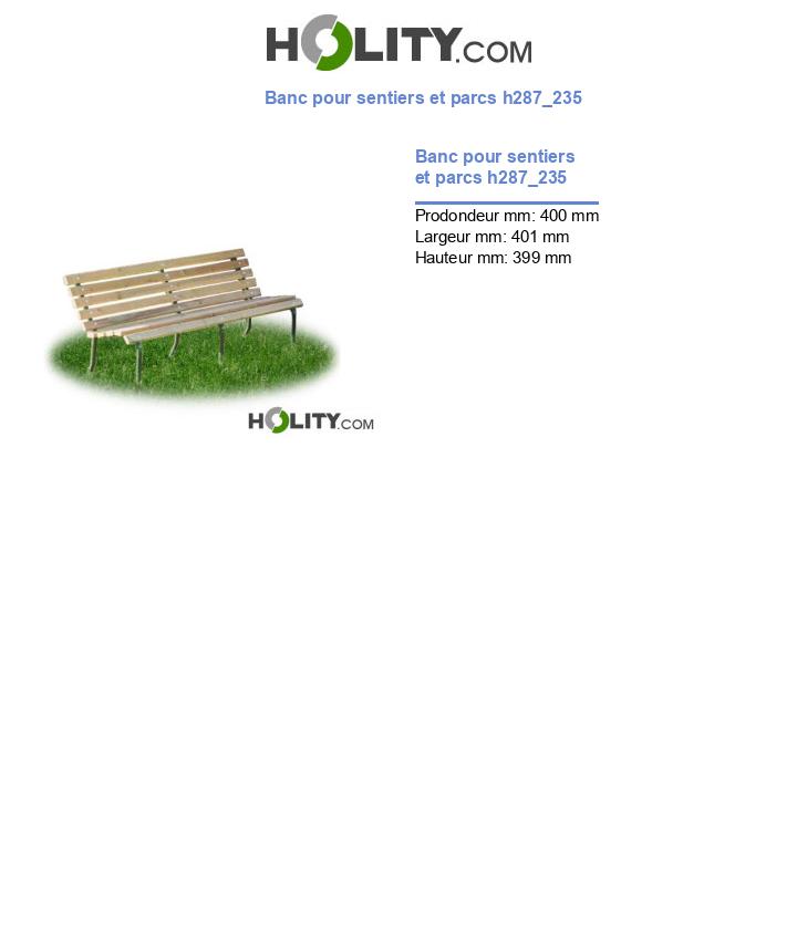 Banc pour sentiers et parcs h287_235