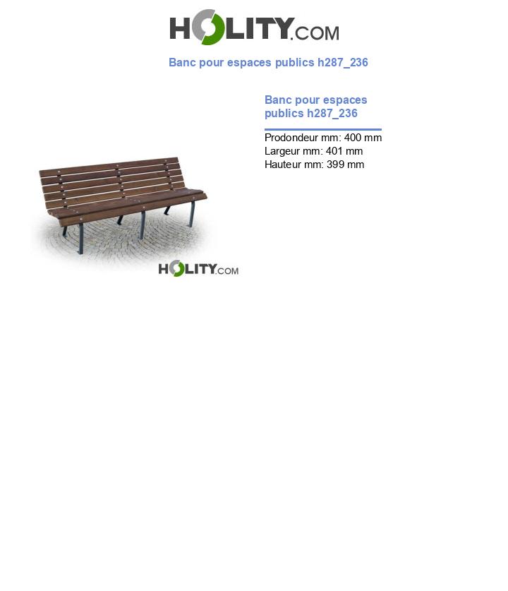 Banc pour espaces publics h287_236