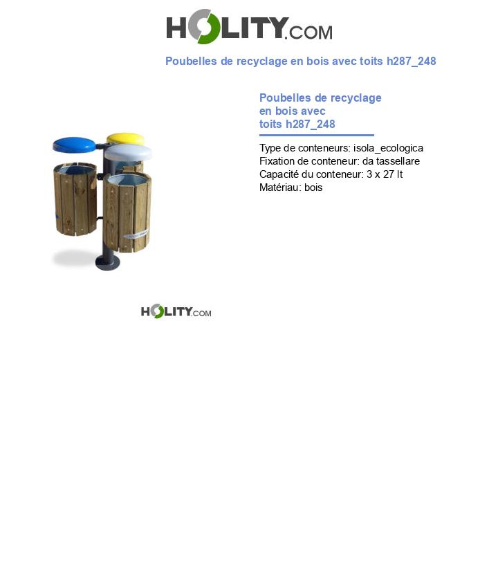 Poubelles de recyclage en bois avec toits h287_248