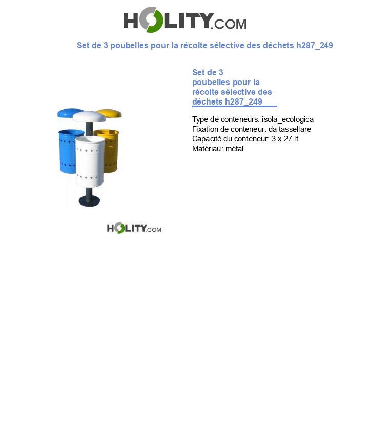 Set de 3 poubelles pour la récolte sélective des déchets h287_249