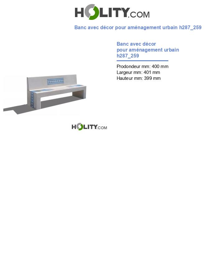 Banc avec décor pour aménagement urbain h287_259