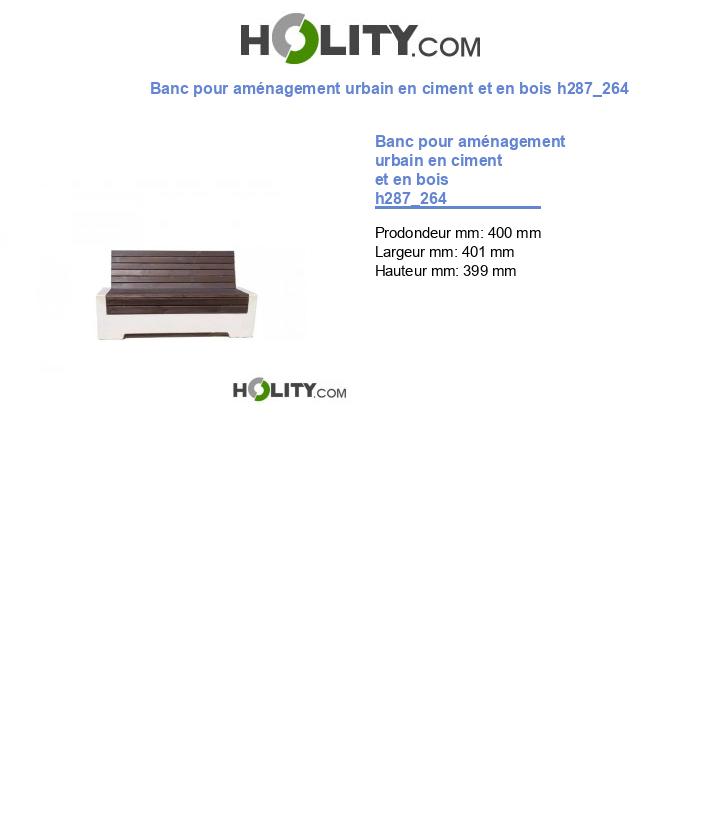 Banc pour aménagement urbain en ciment et en bois h287_264