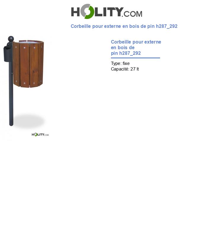 Corbeille pour externe en bois de pin h287_292