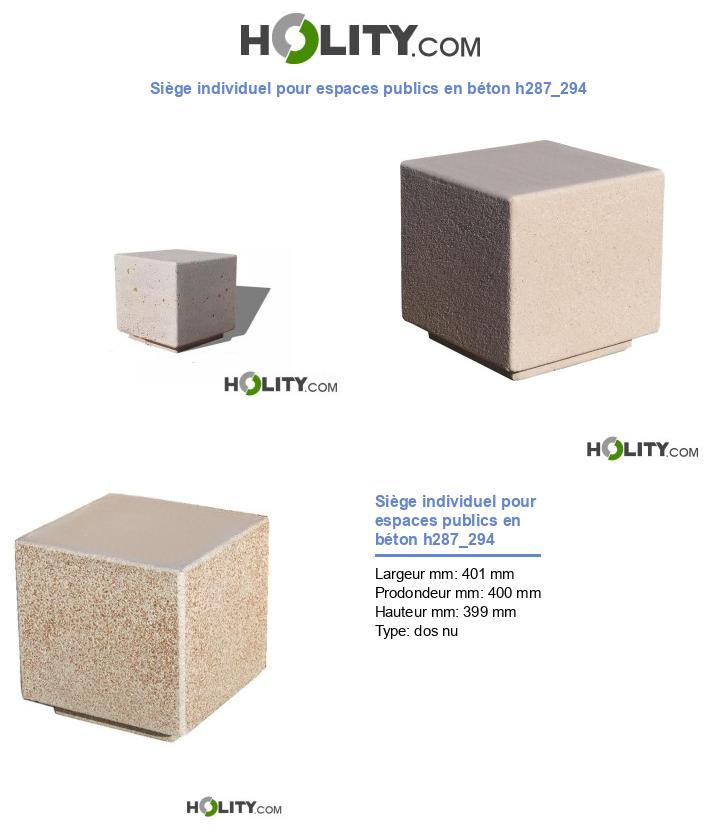 Siège individuel pour espaces publics en béton h287_294