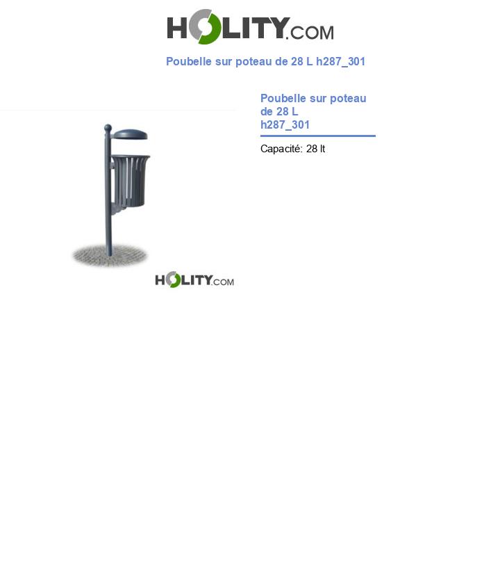 Poubelle sur poteau de 28 L h287_301