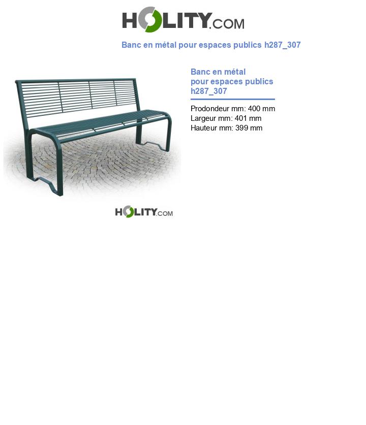 Banc en métal pour espaces publics h287_307