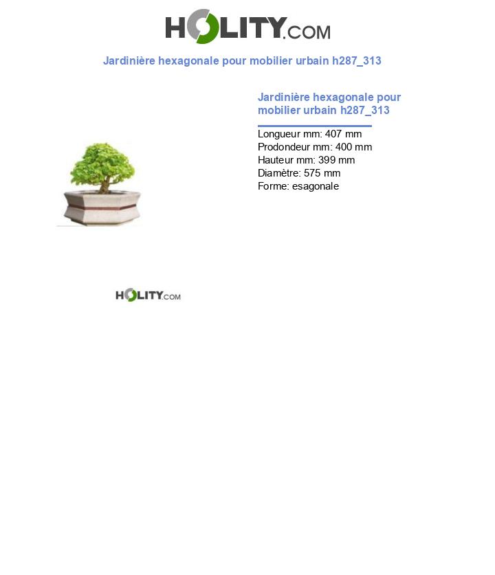 Jardinière hexagonale pour mobilier urbain h287_313