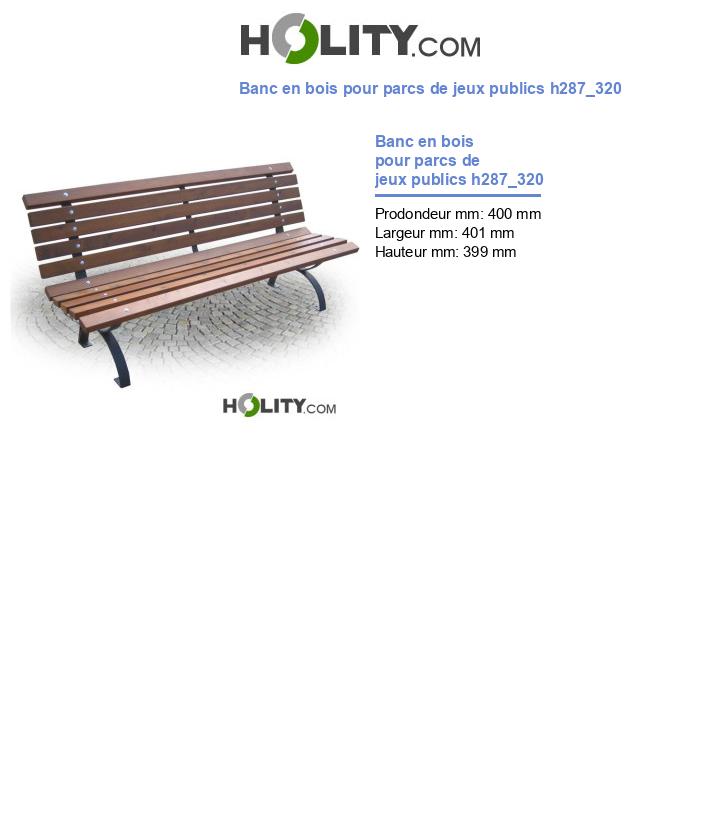 Banc en bois pour parcs de jeux publics h287_320