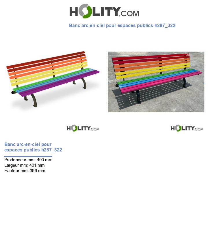 Banc arc-en-ciel pour espaces publics h287_322