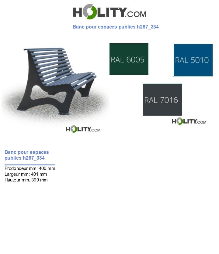 Banc pour espaces publics h287_334