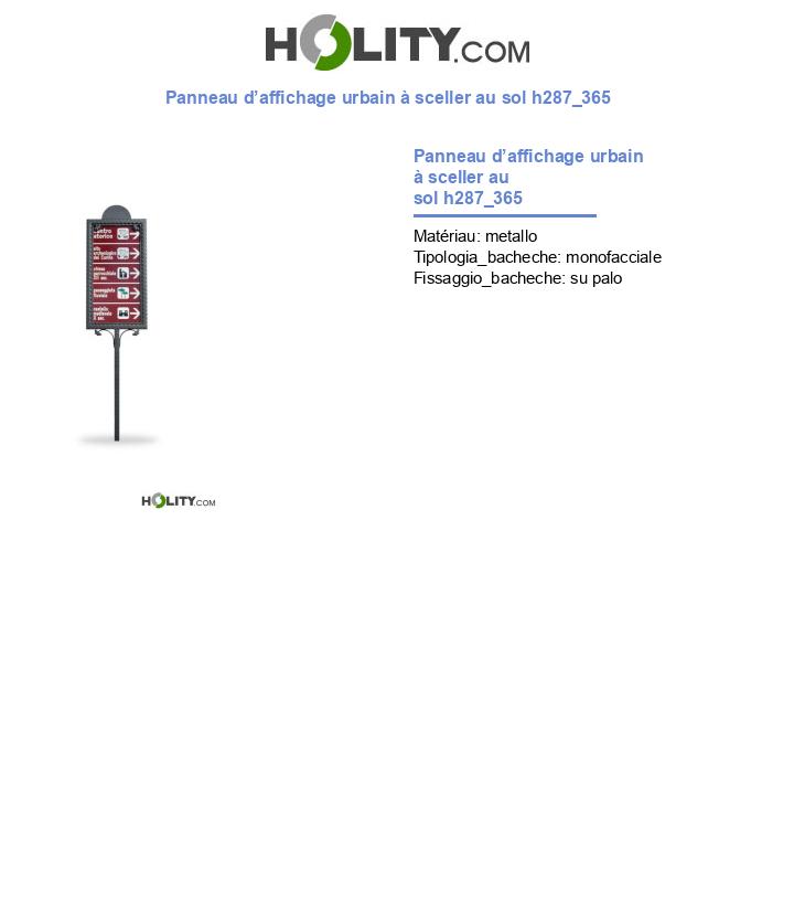 Panneau d’affichage urbain à sceller au sol h287_365
