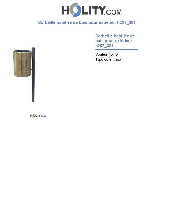 Corbeille habillée de bois pour extérieur h287_391