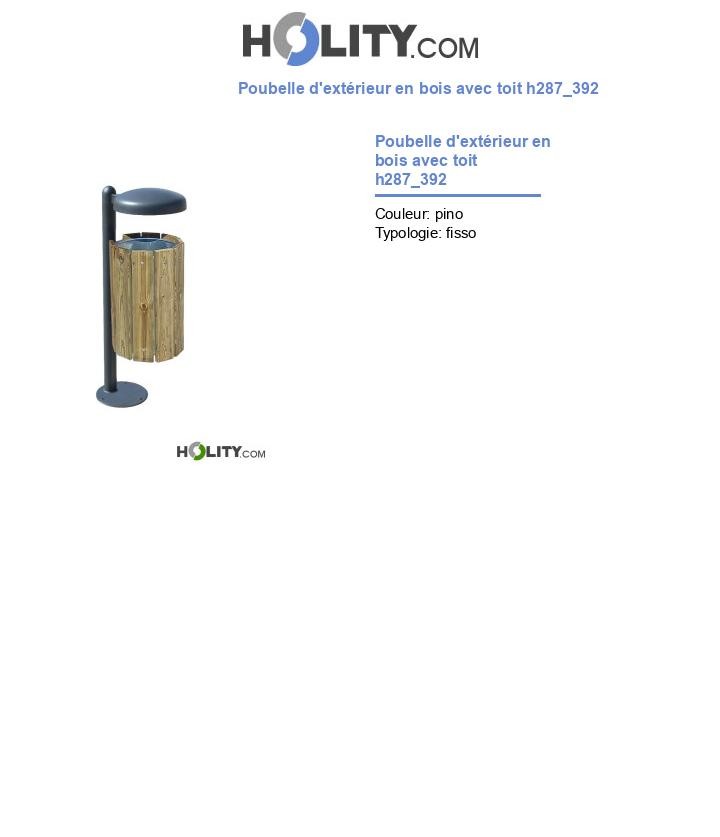 Poubelle d'extérieur en bois avec toit h287_392
