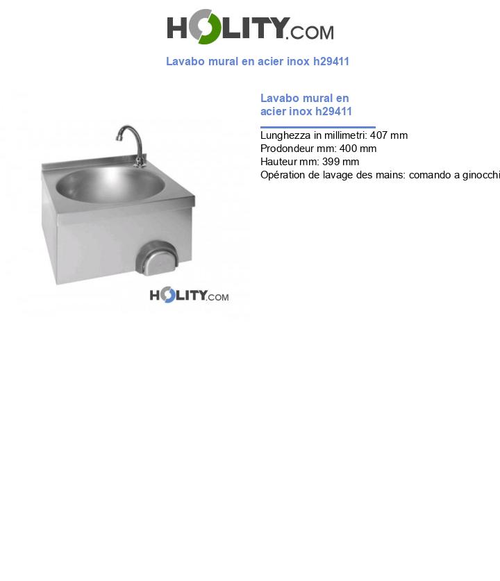 Lavabo mural en acier inox h29411