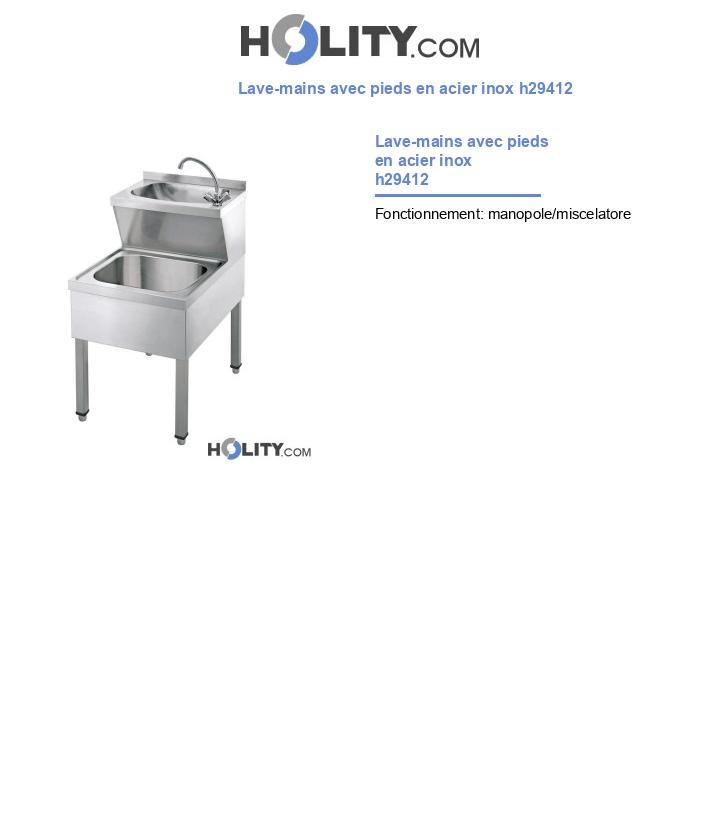 Lave-mains avec pieds en acier inox h29412