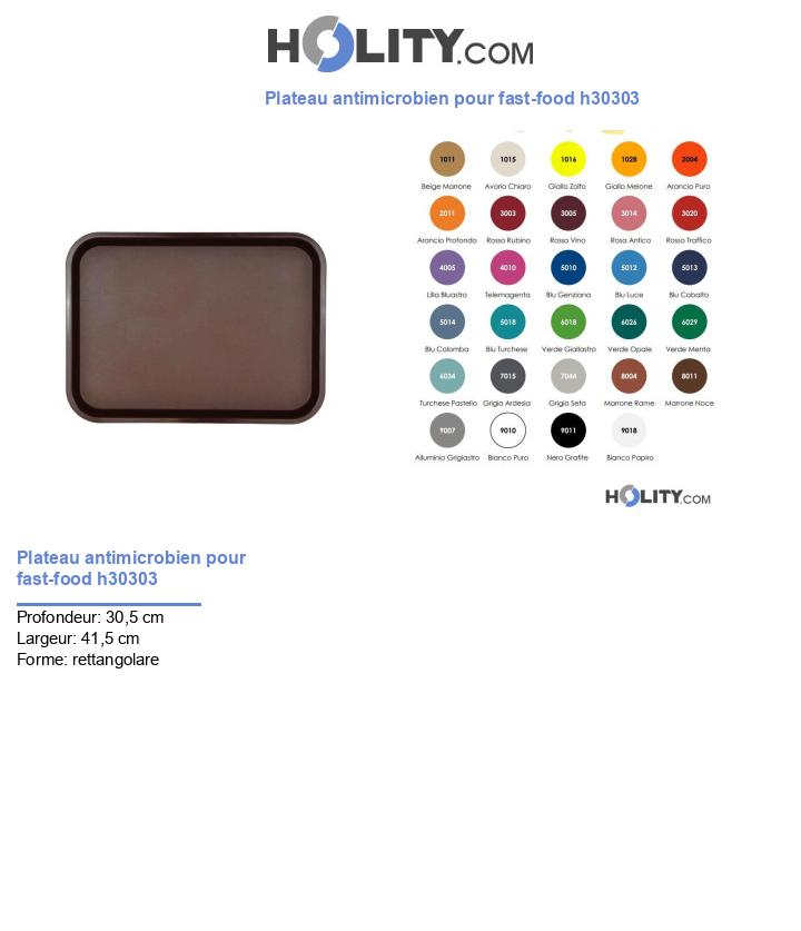 Plateau antimicrobien pour fast-food h30303