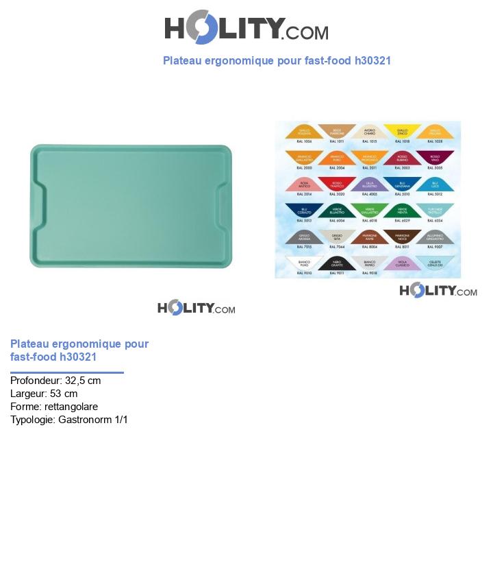 Plateau ergonomique pour fast-food h30321