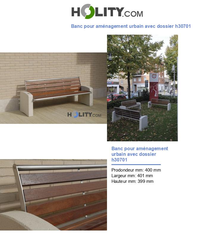 Banc pour aménagement urbain avec dossier h30701