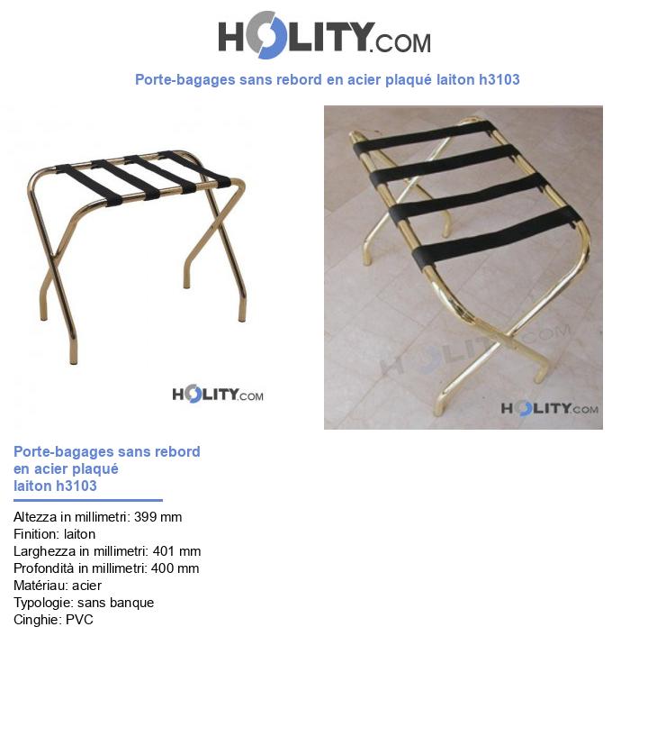 Porte-bagages sans rebord en acier plaqué laiton h3103