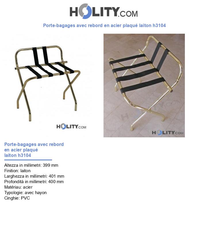 Porte-bagages avec rebord en acier plaqué laiton h3104