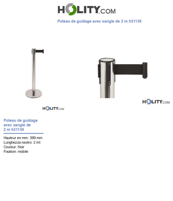 Poteau de guidage avec sangle de 2 m h31136