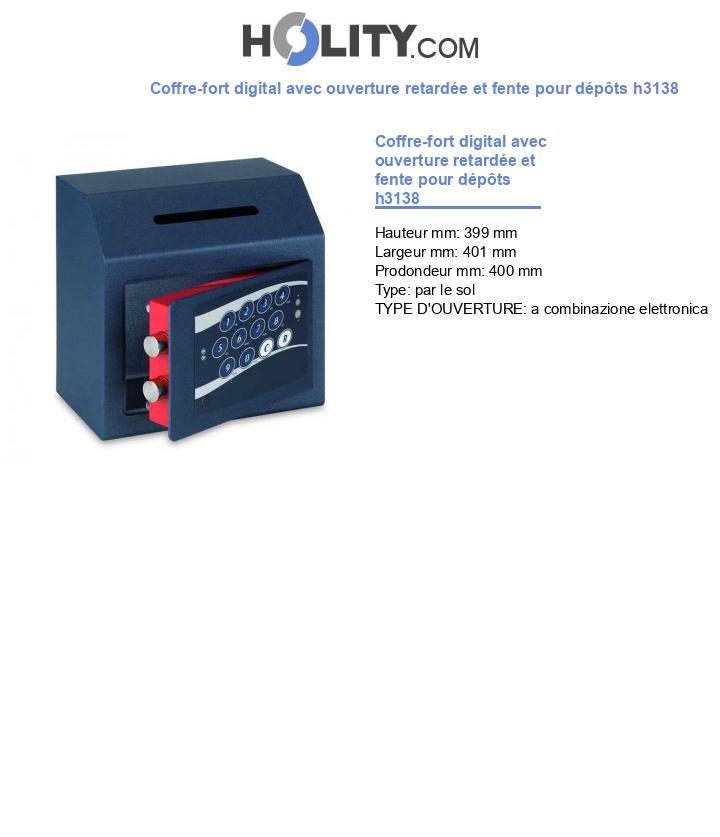 Coffre-fort digital avec ouverture retardée et fente pour dépôts h3138