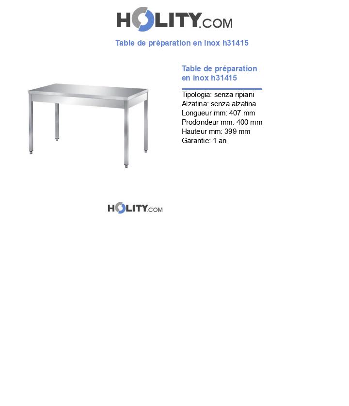 Table de préparation en inox h31415