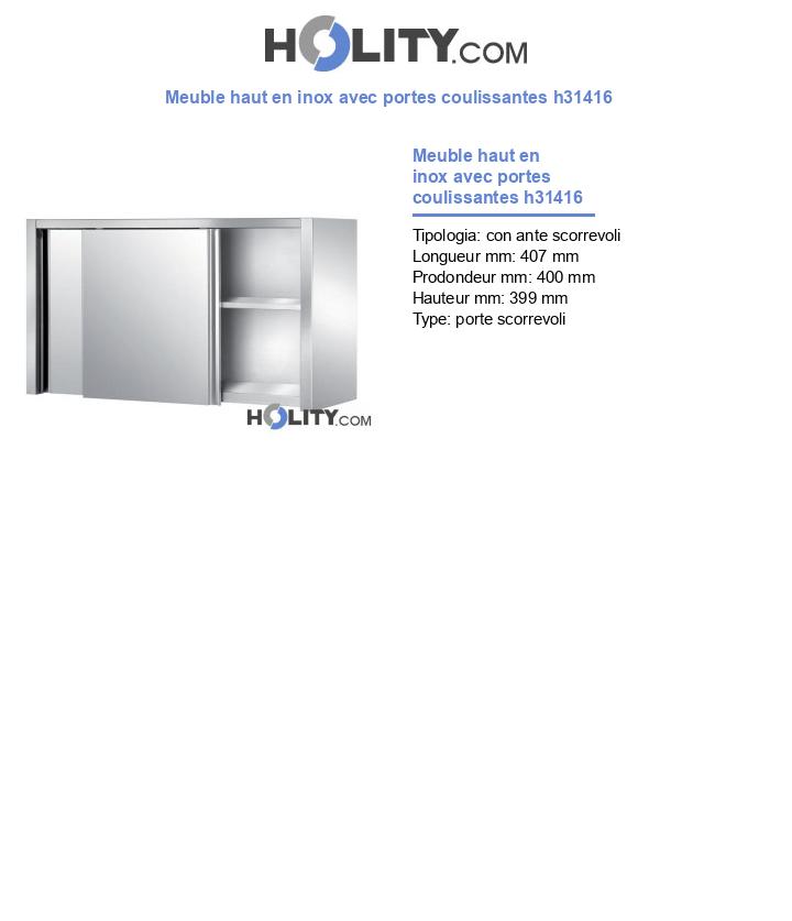 Meuble haut en inox avec portes coulissantes h31416