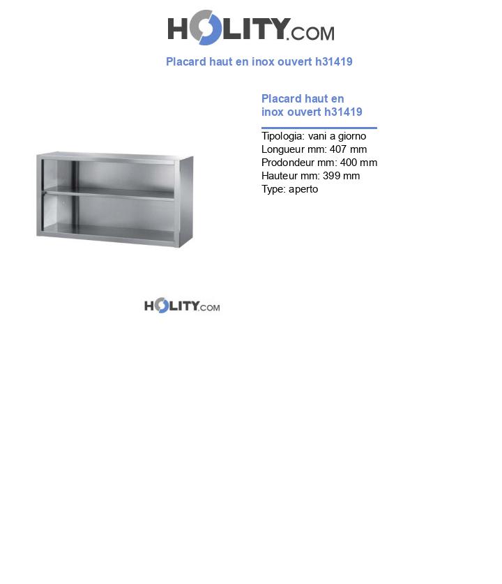 Placard haut en inox ouvert h31419