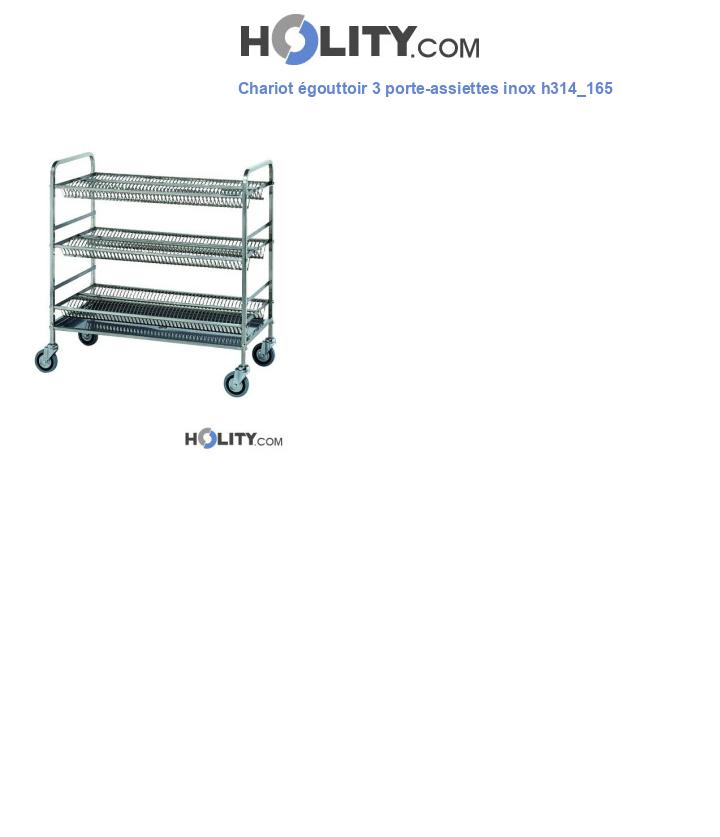 Chariot égouttoir 3 porte-assiettes inox h314_165