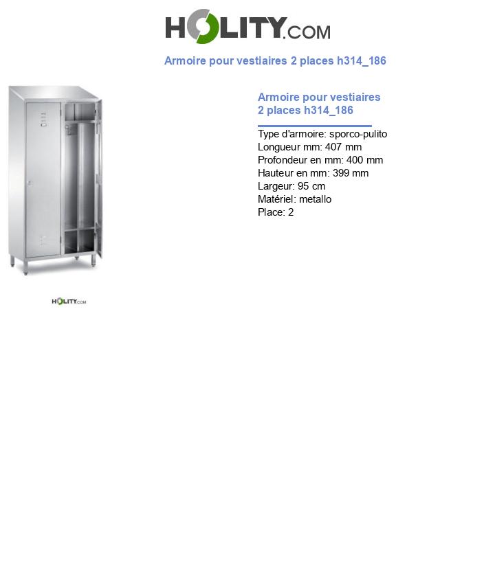 Armoire pour vestiaires 2 places h314_186