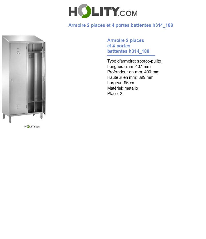 Armoire 2 places et 4 portes battentes h314_188