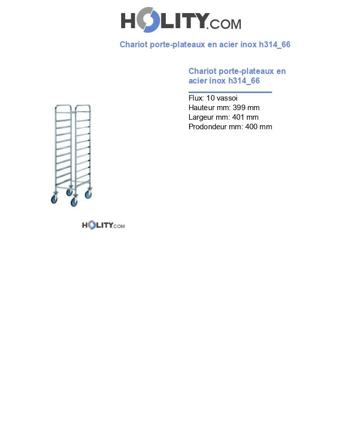 Chariot porte-plateaux en acier inox h314_66