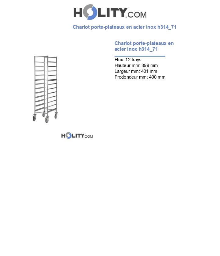 Chariot porte-plateaux en acier inox h314_71