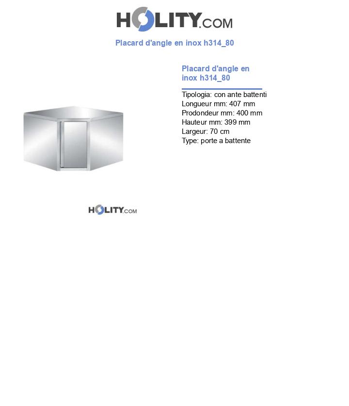 Placard d'angle en inox h314_80