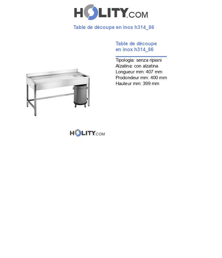 Table de découpe en inox h314_86