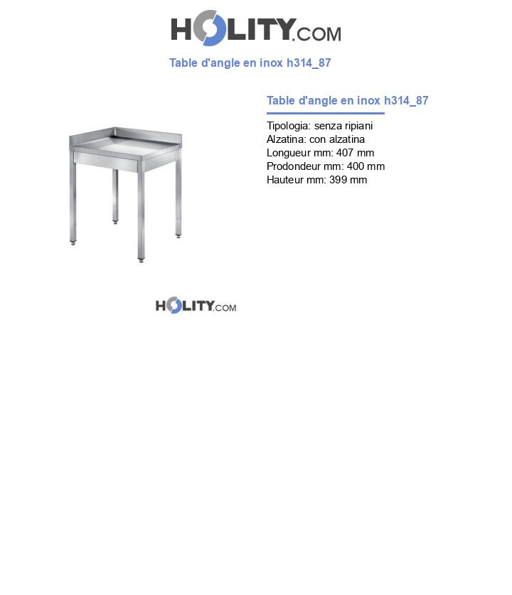 Table d'angle en inox h314_87